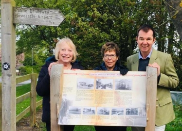 PHOTO: Guy Opperman MP (right) with Alma Dunigan (Chair of Ponteland Community Partnership - centre) and Veronica Jones (County Councillor – left) launching the Callerton Lane to Newcastle Airport Bridleway Project